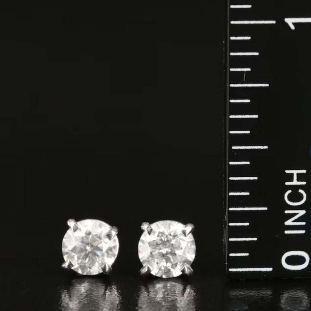 Platinum 1.54 CTW Diamond Stud Earrings with Online GIA Dossier and GIA eReport - Picture 2 of 9